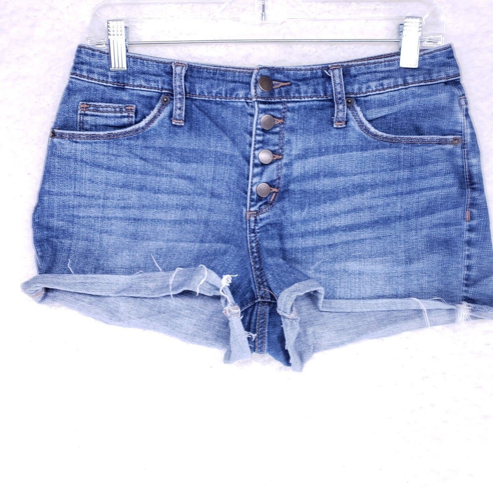 Universal Thread Button Fly Rolled Cuff Jean Shorts Womens Size 6 High Rise Pant